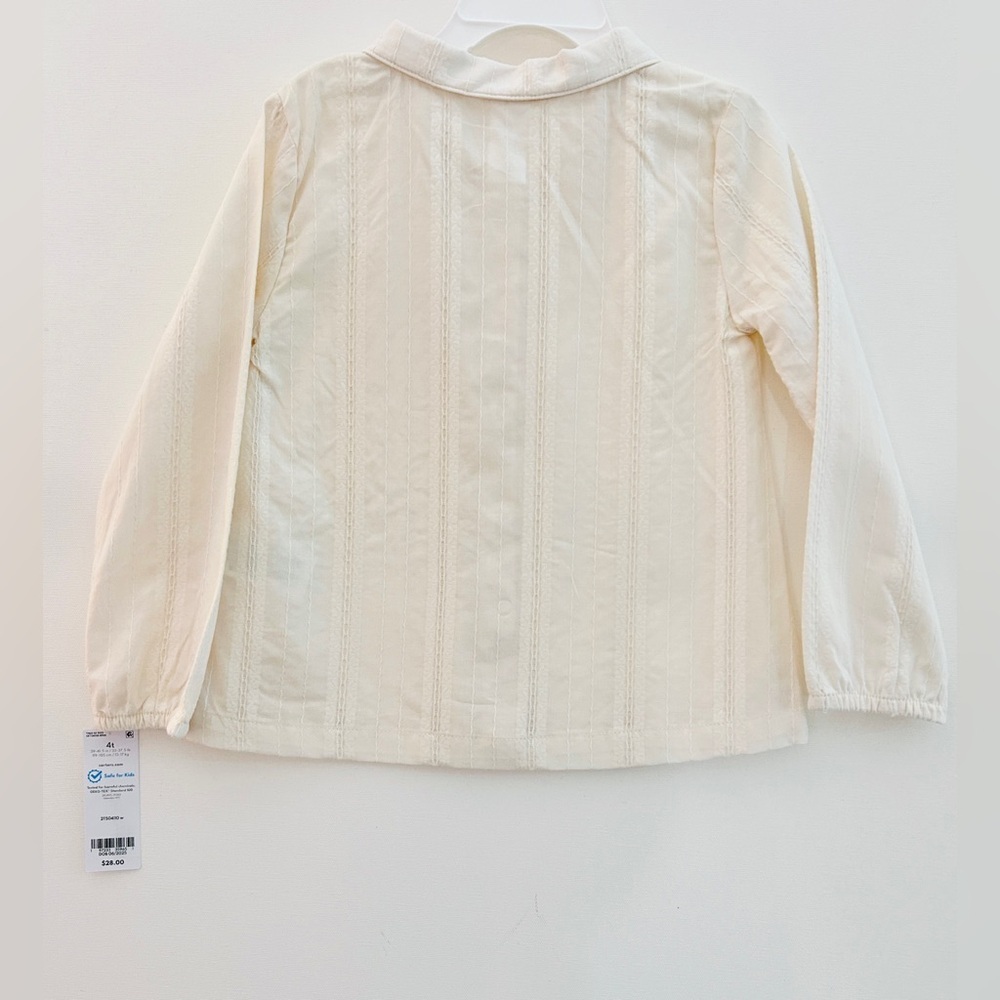 NWT Carter’s 4T Cream Textured Peter Pan Collar Top | Heirloom Style - Picture 5 of 7